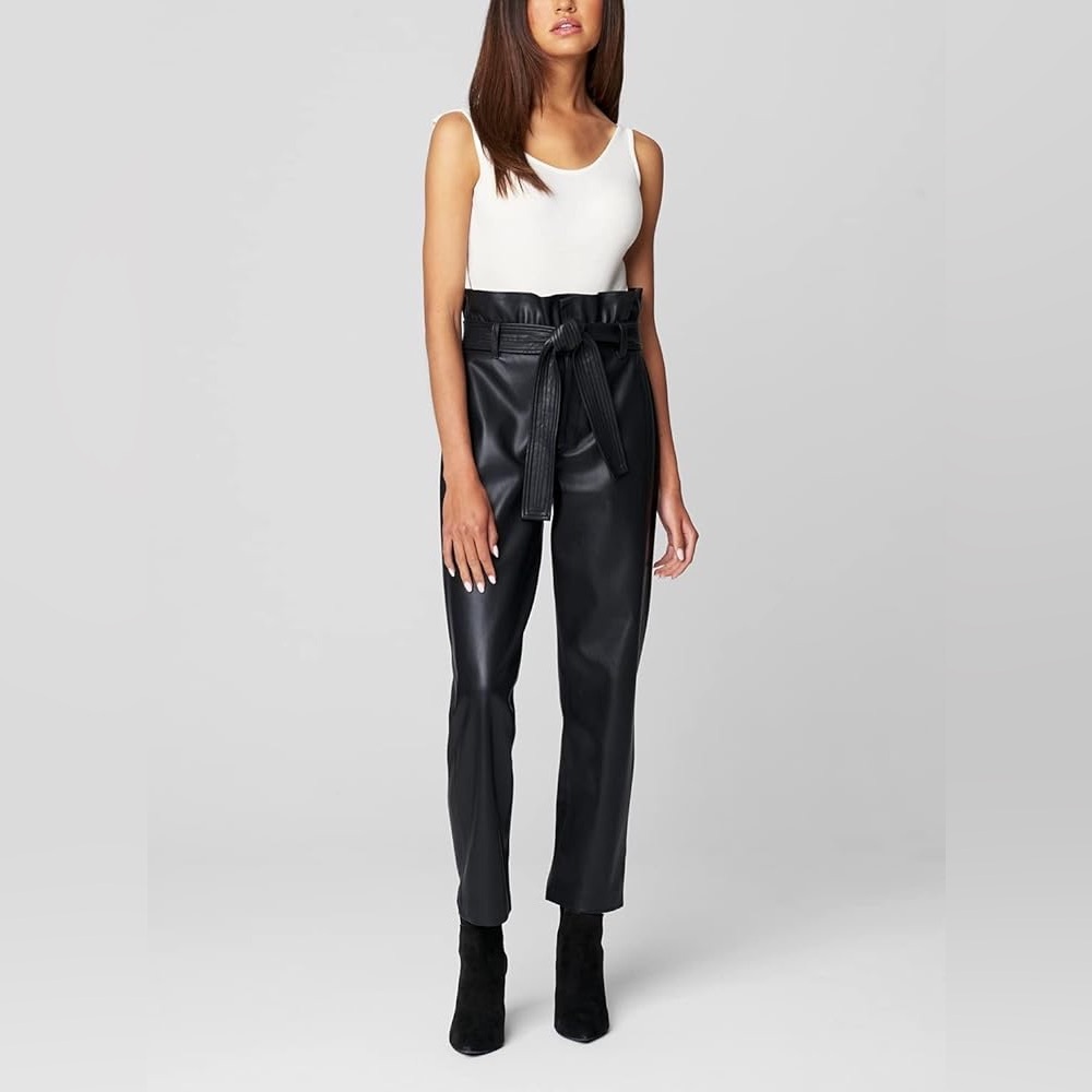 [BLANKNYC] Womens Vegan Leather Straight Leg Paperbag Pant